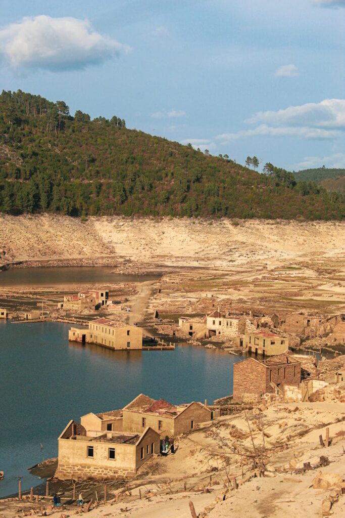rising waters reveal abandoned village in aceredo